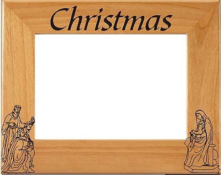 Christmas Nativity Picture Frame - Personalized | Laser Engraved Wood Frame - 3 Sizes Decade Awards