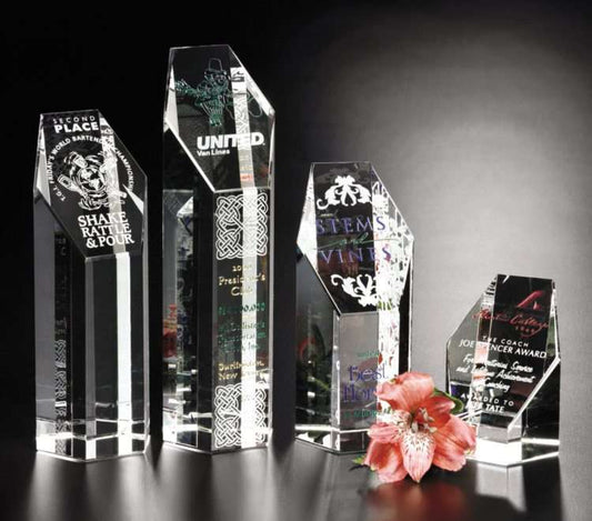 Citadel Crystal Corporate Award | Engraved Crystal Tower - 3.25", 5.5", 6.75" or 8" Decade Awards