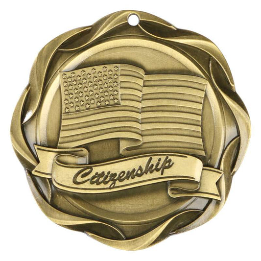 Citizenship Fusion Medal - Gold | Engraved Citizenship Medallion - 3 Inch Wide Decade Awards