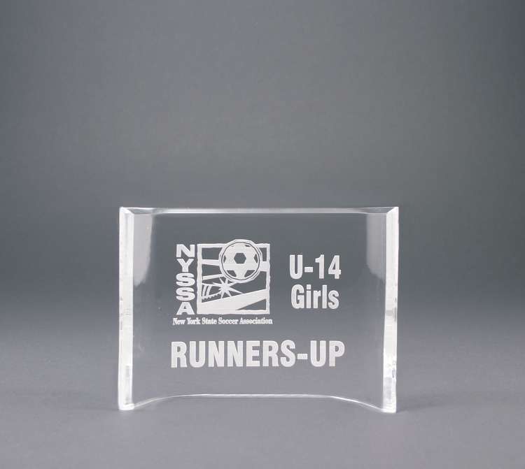 Crescent Clear Acrylic Award | Engraved Clear Acrylic Corporate Trophy - 6, 7, 8 or 10 Inch Wide Decade Awards