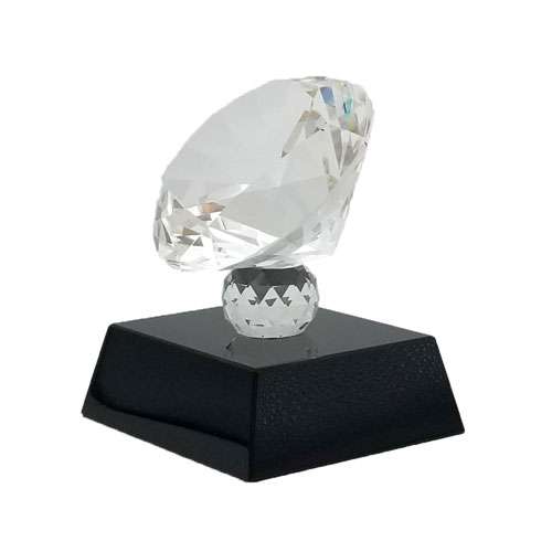 Crystal Diamond Trophy | Engraved Diamond Award - 3.75" x 3.5" Decade Awards