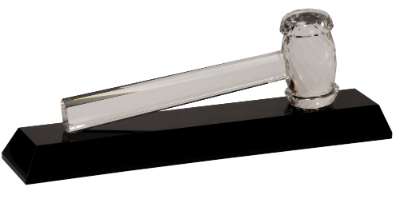 Crystal Gavel on Black Crystal Base - 10 Inch Wide Decade Awards