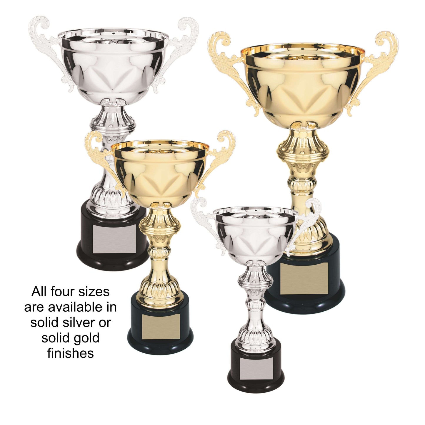 Cup Trophy - Gold or Silver | Engraved Champion's Love Cup Award - 10", 11.5", 13" or 14.5" Tall Decade Awards