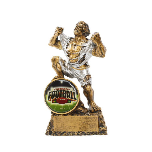 Fantasy Football Shield Monster Trophy | Engraved FFL Beast Award - 6.75 Inch Tall Decade Awards