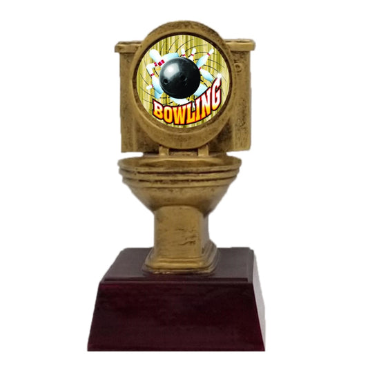 Bowling Gold Toilet Bowl Trophy | Golden Throne Last Place Bowler Award - 6 Inch Tall