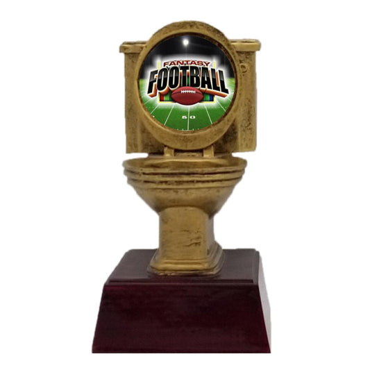 Gold Toilet Bowl Trophy, Fantasy Football | Engraved FFL Last Place Award - 6 Inch Tall Decade Awards