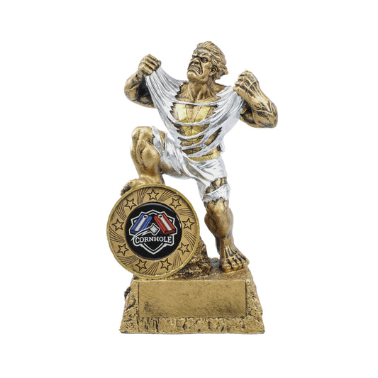 Cornhole LARGE Monster Trophy | Engraved Bean Bag Toss GIANT Beast Award - 9.5 Inch Tall Decade Awards