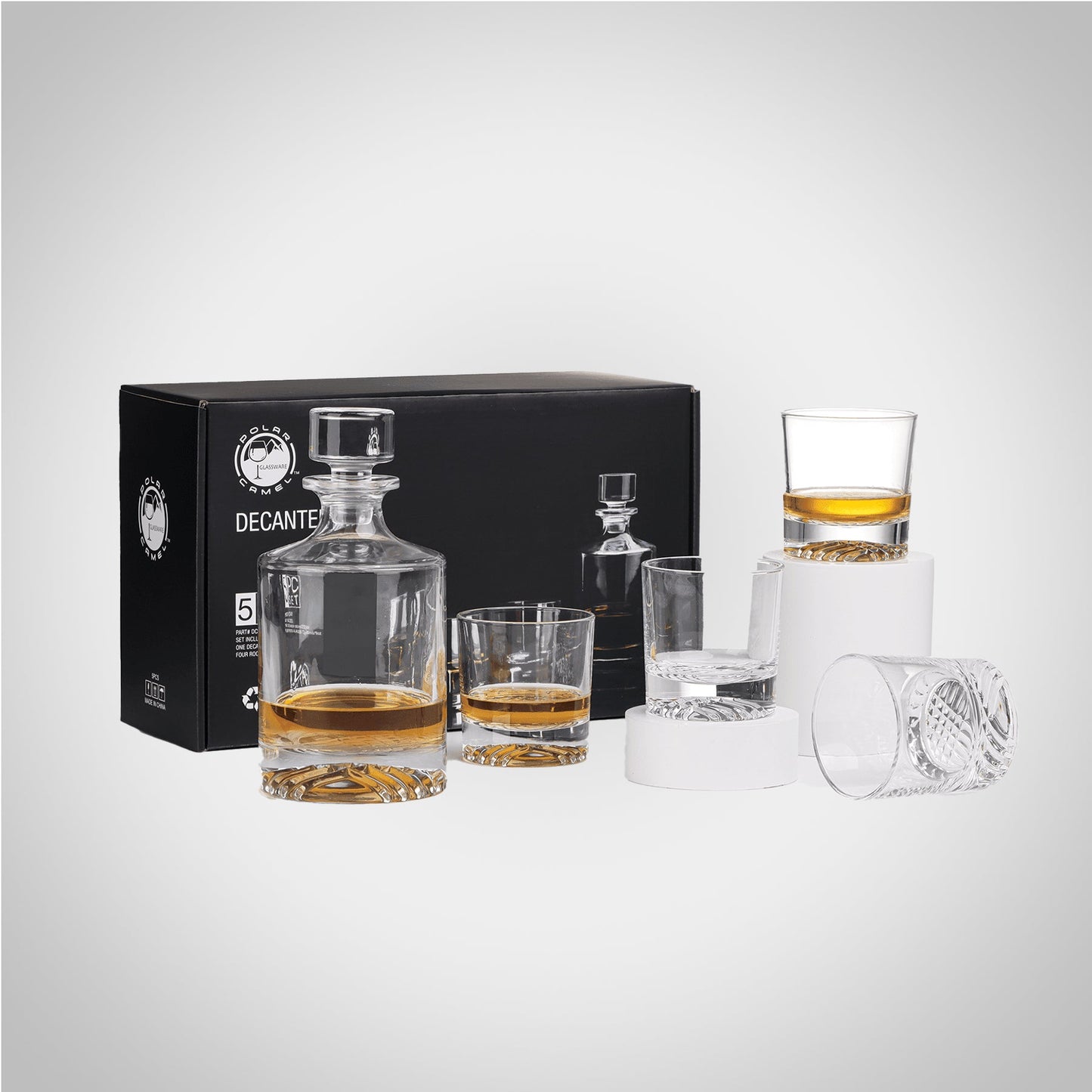 Custom Engraved Decanter Set with 4 Glasses - Personalized Gift Decade Awards