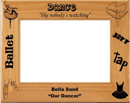 Dance Picture Frame - Personalized | Laser Engraved Wood Frame - 3 Sizes Decade Awards