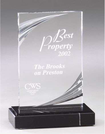 Diamond Carved Acrylic Trophy | Engraved Nouveau Corporate Award - 7 or 8 Inch Tall Decade Awards