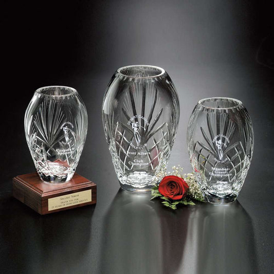 Durham Barrel Vase Crystal Corporate Award | Engraved Crystal Vase - 7", 8", or 10" Decade Awards