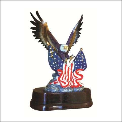 Eagle with Two Flags Trophy | Engraved Eagle Award - 11 Inch Tall Decade Awards
