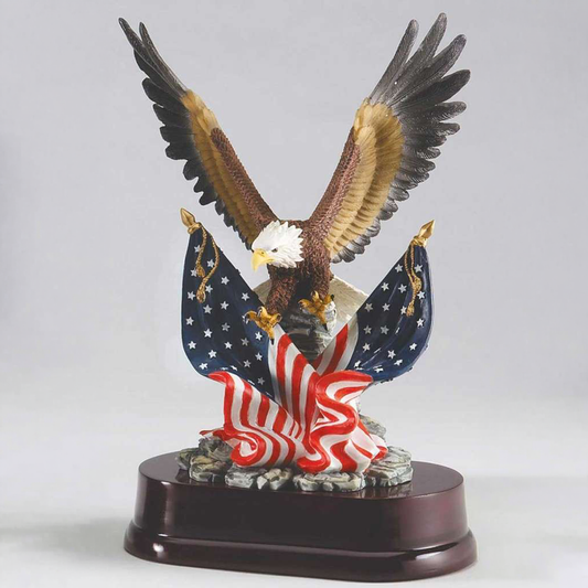 Eagle Trophy | Eagle with Two Flags | Personalized Eagle Award | 11 Inches Tall