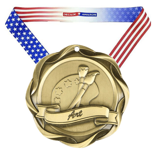 Art Medal, Fusion - Gold | Engraved Artist Medal - 3 Inch Wide Decade Awards
