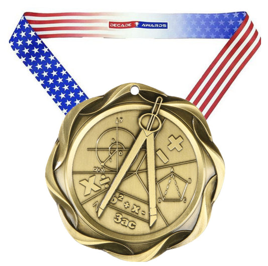 Math Fusion Medal- Gold | Engraved Math Medallion - 3 Inch Wide Decade Awards