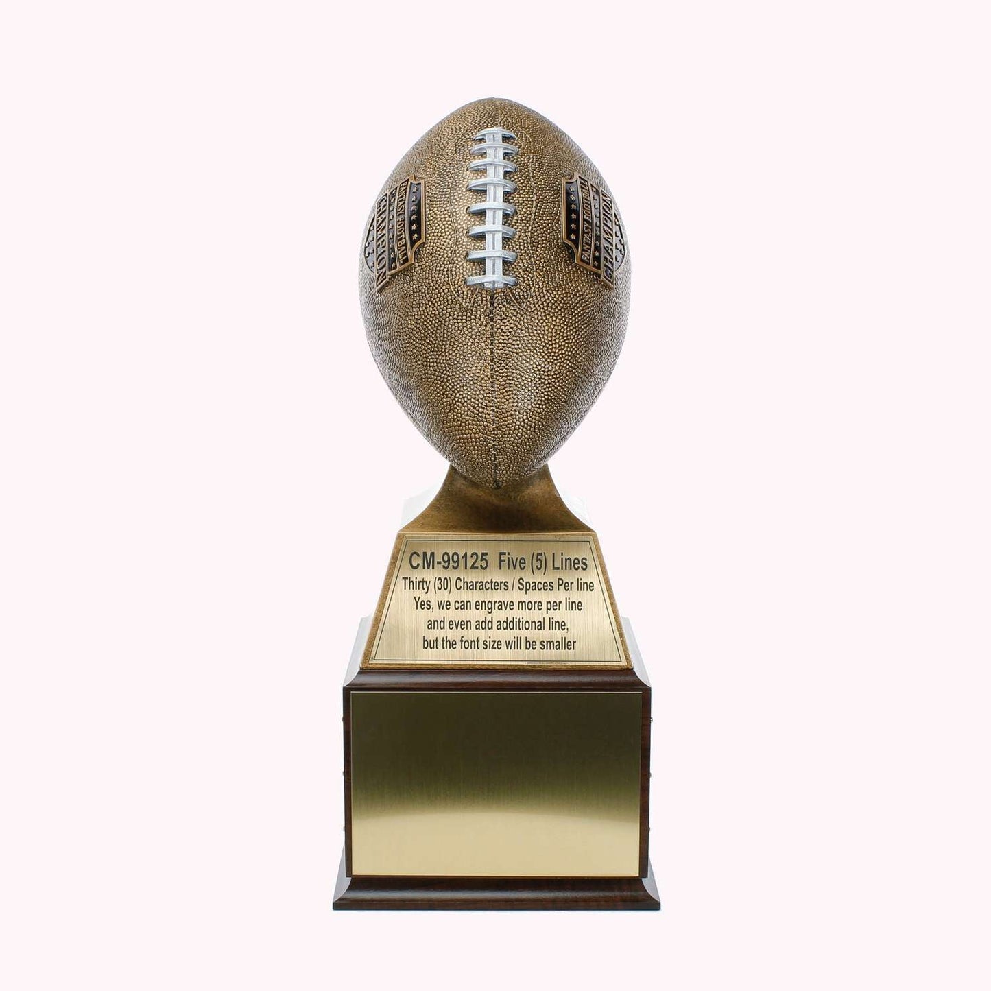 Fantasy Football Champion Perpetual Trophy | Engraved Gold with Silver Laces FFL Champion Perpetual Trophy - 17 Inch Tall Decade Awards