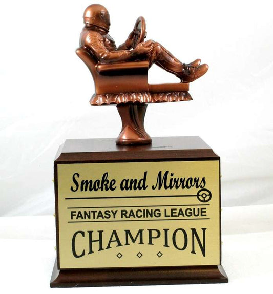 Fantasy Racing Armchair Perpetual Trophy | Engraved Racing Fantasy League Award - 10.5 Inch Tall Decade Awards
