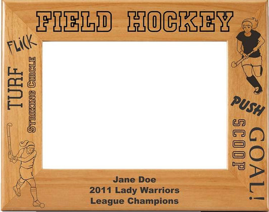 Field Hockey Picture Frame - Personalized | Laser Engraved Field Hockey Wood Frame - 3 Sizes Decade Awards