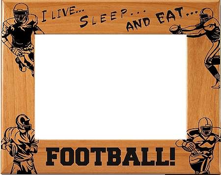 Football - Live, Sleep, & Eat Football! Picture Frame | Laser Engraved Wood Frame - 3 Sizes Decade Awards