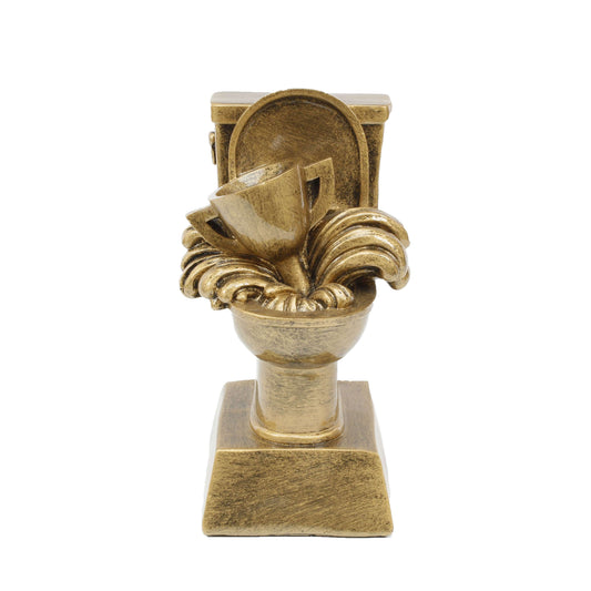 Gold Toilet Bowl Trophy | Engraved Last Place Flushed Away Award - 6 Inch Tall Decade Awards