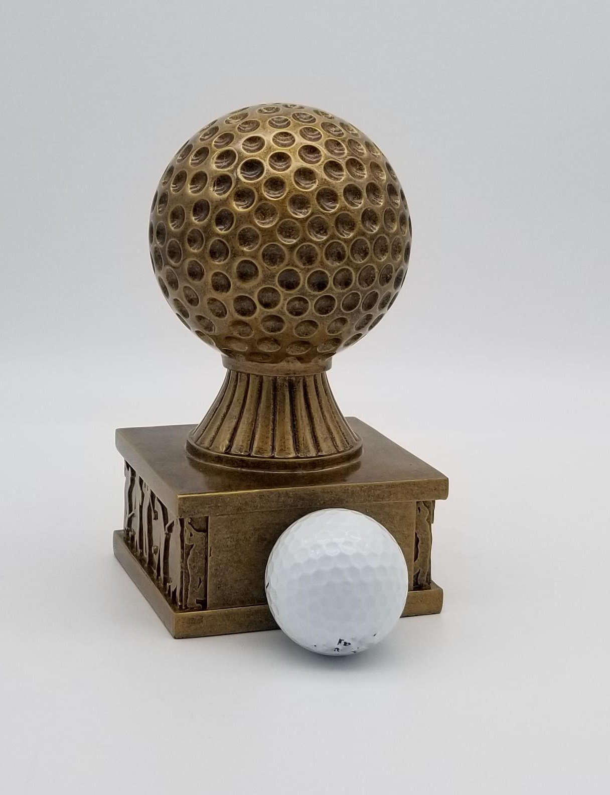 Golf Action Pedestal Trophy | Engraved Gold Golf Tournament Award - 6.5 Inch Tall