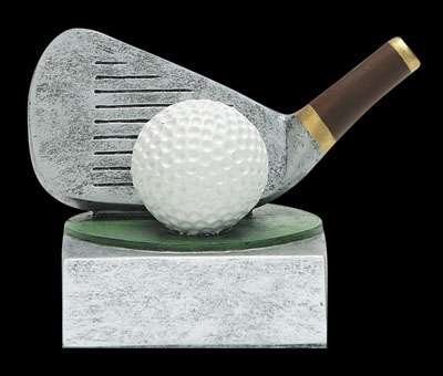 Golf Club and Ball Color Tek Trophy | Engraved Golf Tournament Award - 4 Inch Tall Decade Awards