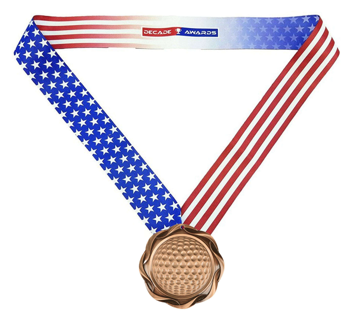 Golf Fusion Medal- Gold, Silver or Bronze | Engraved Golf Medallion - 3 Inch Wide Decade Awards