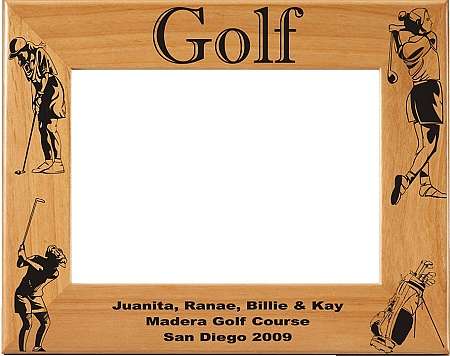 Golf Picture Frame - Female / Personalized | Laser Engraved Wood Frame - 3 Sizes Decade Awards