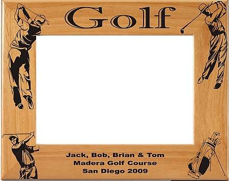 Golf Picture Frame - Male / Personalized | Laser Engraved Wood Frame - 3 Sizes Decade Awards