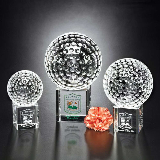 Golf Stratus Crystal Corporate Award | Engraved Crystal Golf Tournament Award - 4", 5" or 6" Tall Decade Awards
