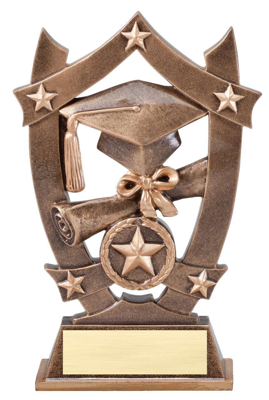 Graduate 3D Gold Sport Stars Trophy | Engraved Commencement Award - 6.25 Inch Tall Decade Awards