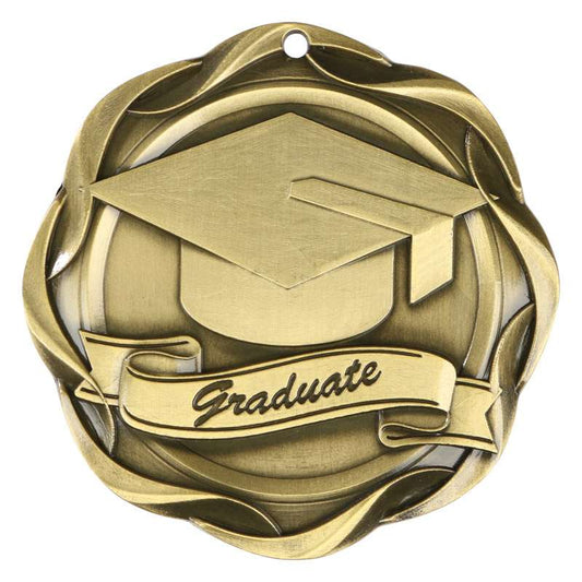 Graduate Fusion Medal- Gold | Engraved Graduate Medallion - 3 Inch Wide Decade Awards