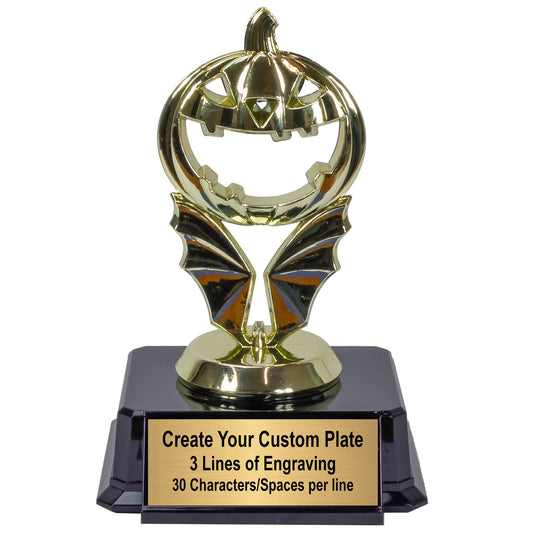 Gold Jack O Lantern Halloween Trophy with free engraving by Decade Awards
