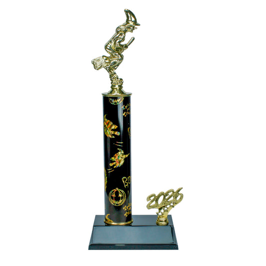 Halloween Trophy | Personalized 2026 Witch on Broomstick Halloween Award | 14 Inches Tall
