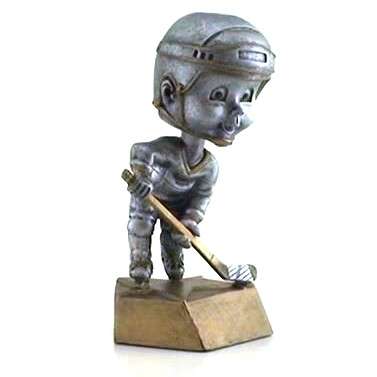 Hockey Bobblehead Trophy - Female / Male | Engraved Hockey Award - 6 Inch Tall Decade Awards