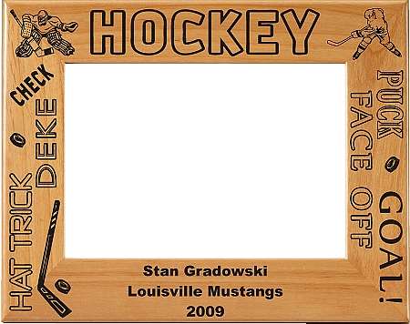Hockey Picture Frame - Male / Personalized | Laser Engraved Wood Frame - 3 Sizes Decade Awards