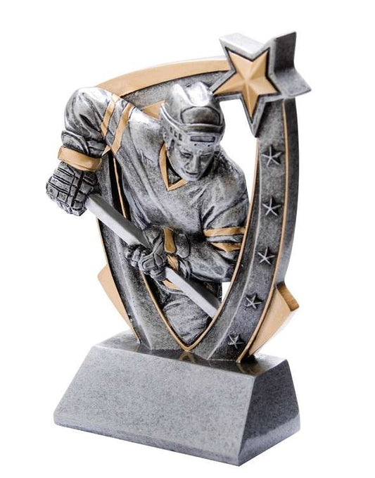 Hockey Trophy, 3D Star Resin | Engraved Hockey Shot Award - 6 Inch Tall Decade Awards