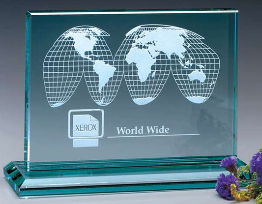 Huntington Rectangle Crystal Corporate Award | Engraved Corporate Award - 6", 8" or 9" Wide Decade Awards