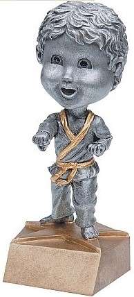 Karate Finish Bobblehead Trophy - Female / Male | Engraved Karate Award - 6 Inch Tall Decade Awards