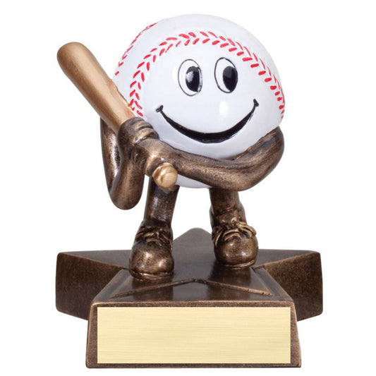 Baseball Lil' Buddy Trophy | Engraved Smiling Baseball Award - 4 Inch Tall Decade Awards