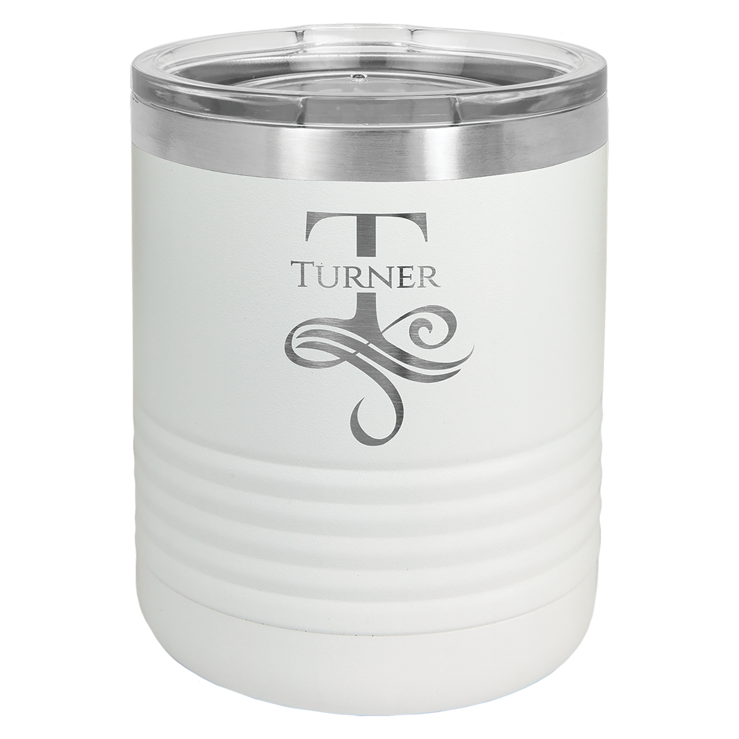 White 10 oz Vacuum Insulated Travel Mug with Slider Lid - Personalized