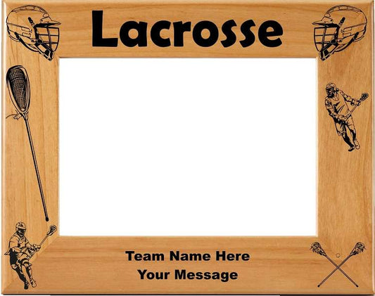 Lacrosse Picture Frame - Personalized | Laser Engraved Wood Frame - 3 Sizes Decade Awards