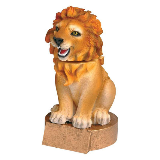 Lion Mascot Bobblehead Trophy | Engraved Lion Award - 6" Tall Decade Awards