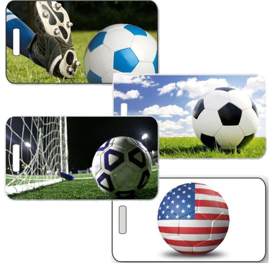 Soccer Luggage Tag in 2 Sizes – Personalized Sports Bag ID Tag for Players, Teams, and Travel. Durable Custom Design by Decade Awards