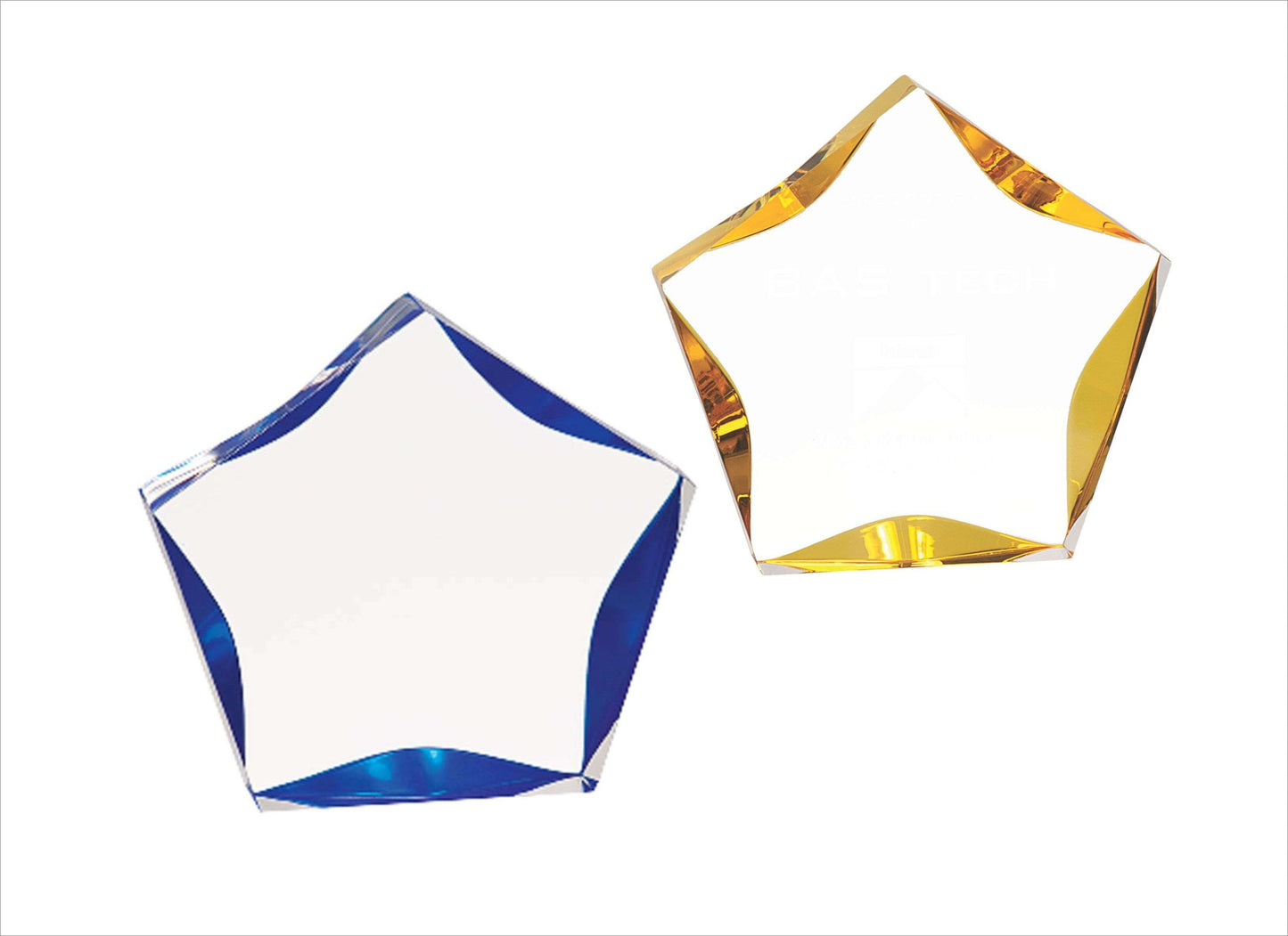 Luminary Star Trophy - Blue or Gold | Engraved Acrylic Star Corporate Award - 5", 6" or 7" Decade Awards