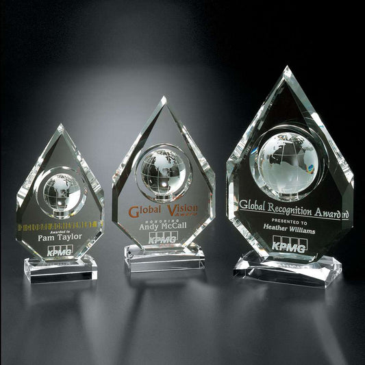 Magellan Global Crystal Corporate Award | Engraved Global Award - 8", 9" or 11" Decade Awards