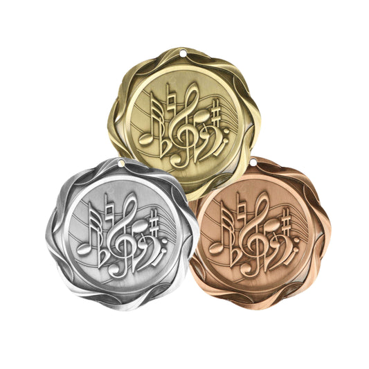 Music Fusion Medal- Gold, Silver or Bronze | Engraved Music Medallion - 3 Inch Wide Decade Awards