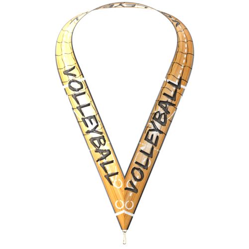 Volleyball Wreath Medal - Gold | Engraved Gold Volleyball Medallion - 2.75 Inch Wide Decade Awards