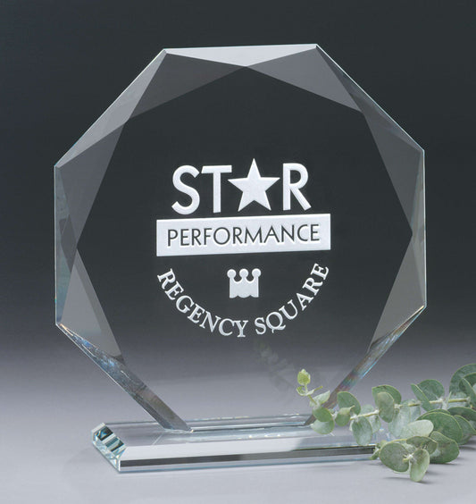 Omni Octagon Crystal Corporate Award | Engraved Corporate Award - 6.5", 7.5" or 8.5" Decade Awards