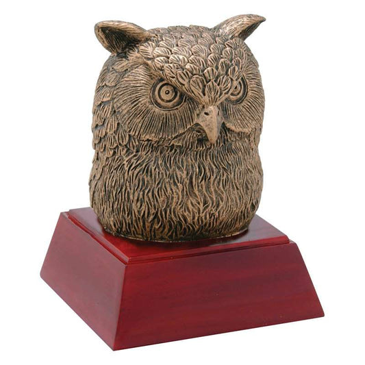 Owl Mascot Sculptured Trophy | Engraved Owl Award - 4 Inch Tall Decade Awards